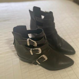 Black Ankle Boots with Buckles